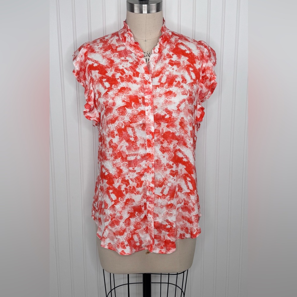 KUT FROM THE‎ KLOTH  SLEEVELESS RUFFLE BUTTON UP TOP Size M - Picture 3 of 13